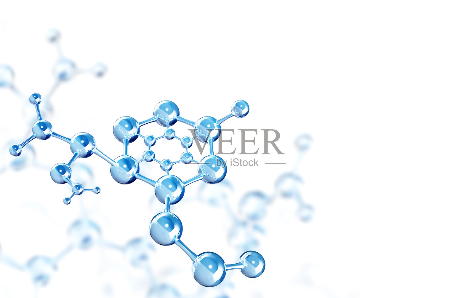 带有抽象分子结构模型的横旗照片摄影图片