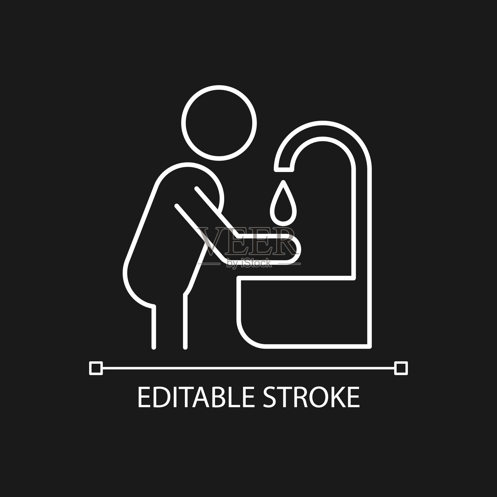 洗手白色线性图标为黑色主题插画图片素材