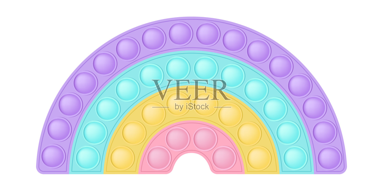 Popit是一个时髦的硅坐立不安玩具。令人上瘾的抗压力彩虹玩具烦躁在柔和的颜色。儿童手指气泡感应popit。矢量插图孤立在一个白色的背景。插画图片素材