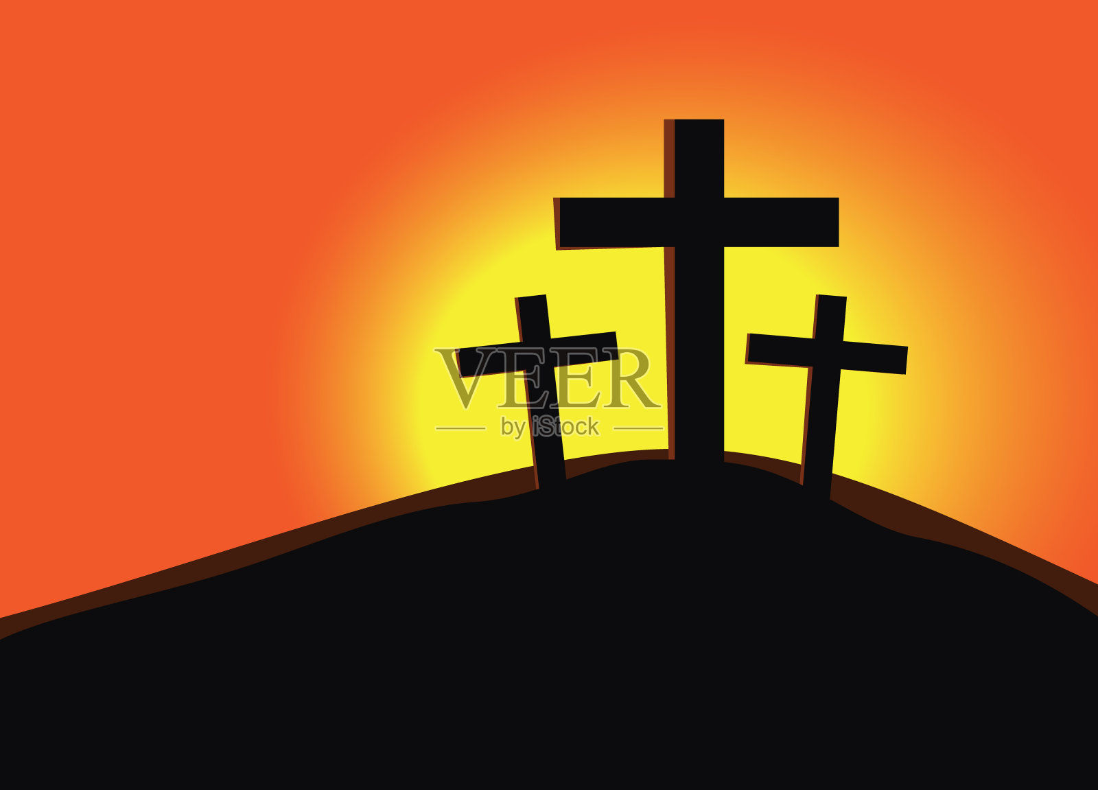 三个髑髅地的十字架插画图片素材