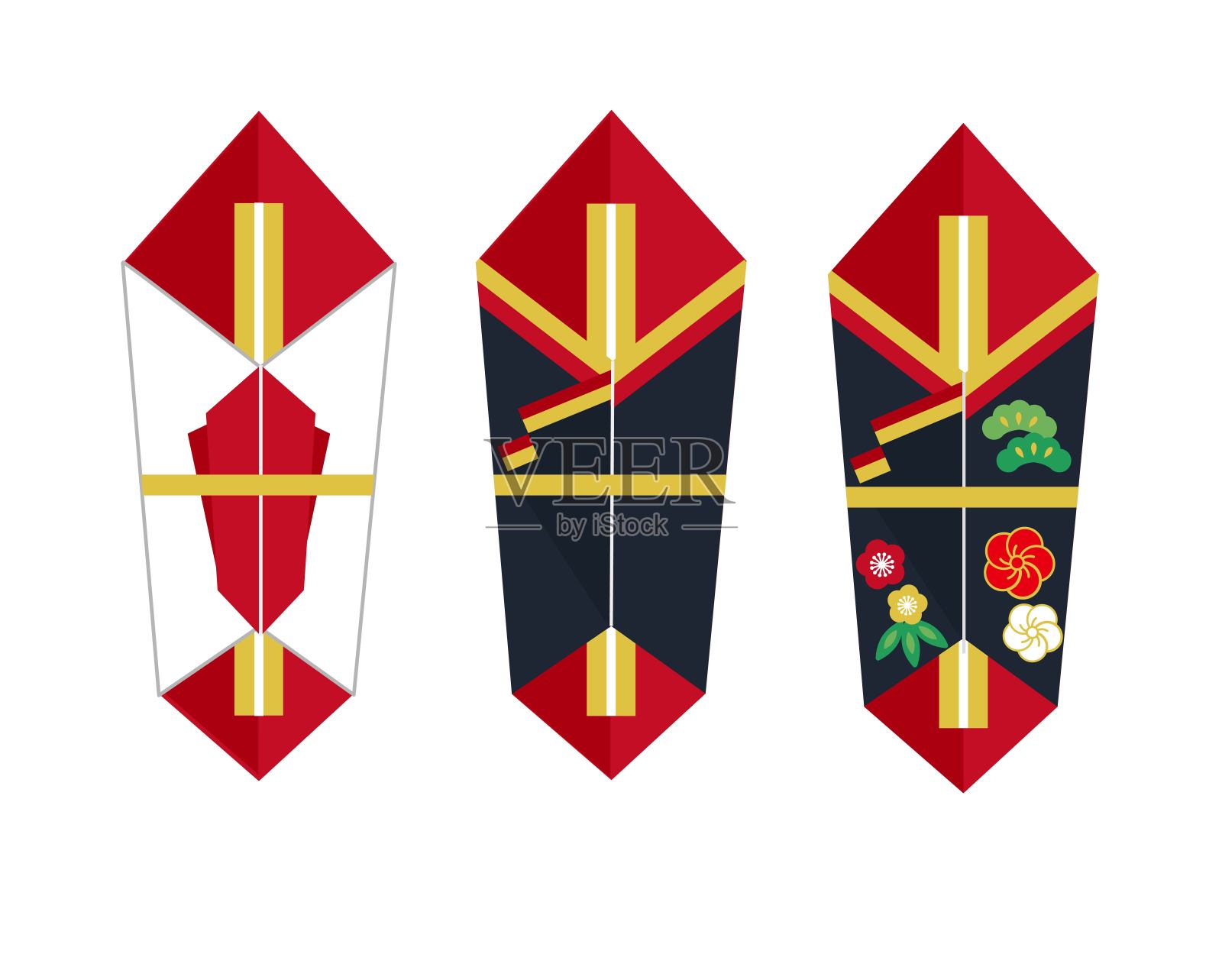 矢量插图材料的各种集的水和Noshi /水/零件/ Noshi /日本风格插画图片素材