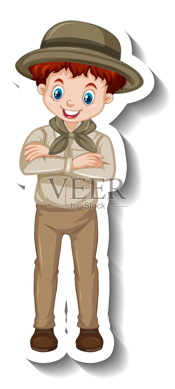 男孩卡通人物贴纸模板设计元素图片