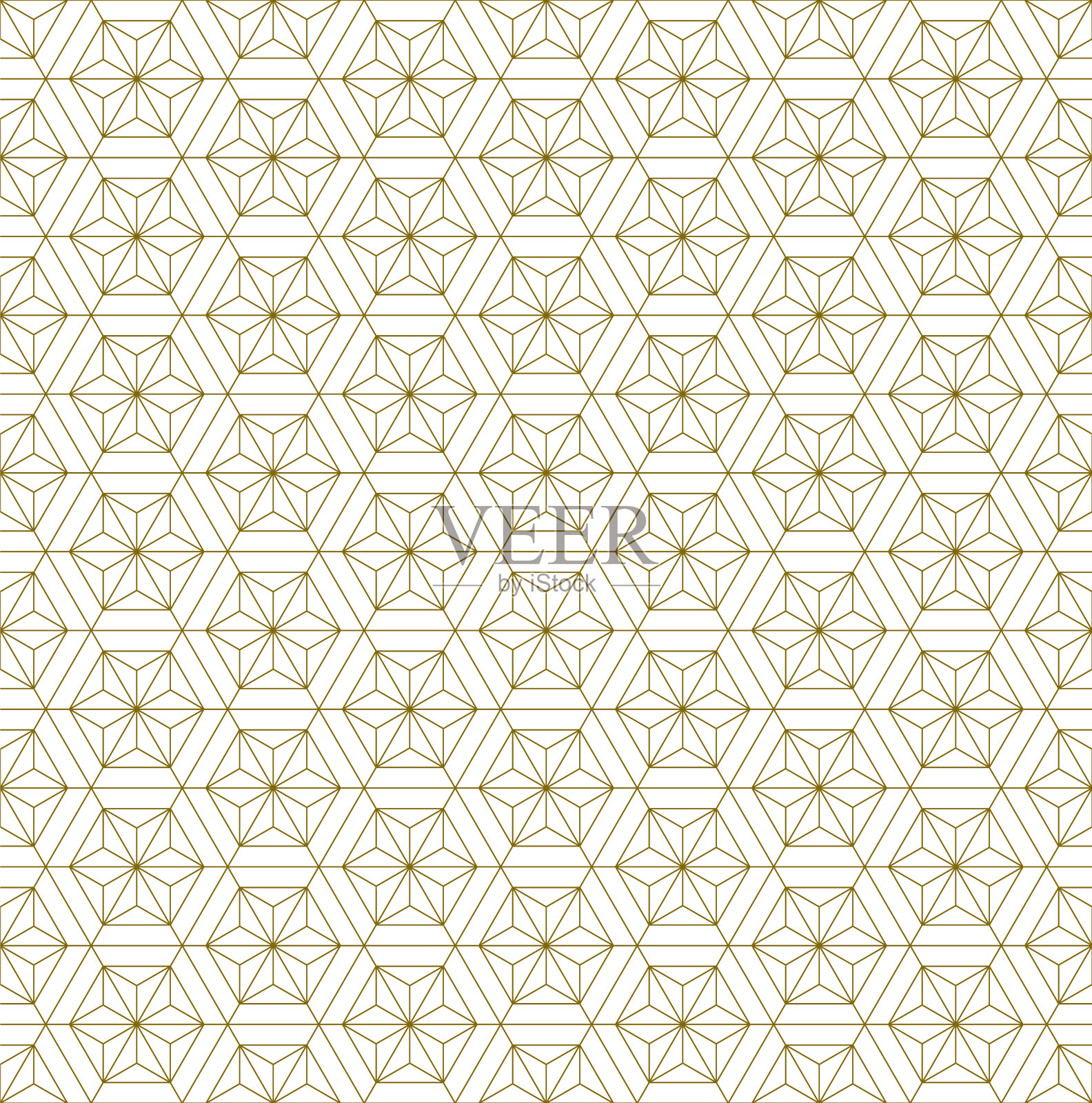 无缝的日本传统装饰久美子。金黄色线条。插画图片素材