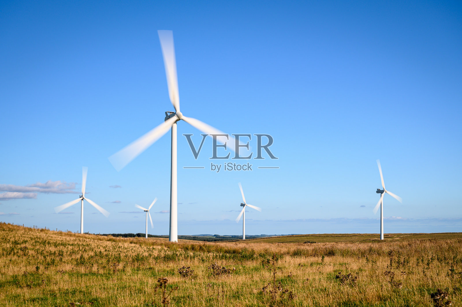 绿色里格风力涡轮机照片摄影图片