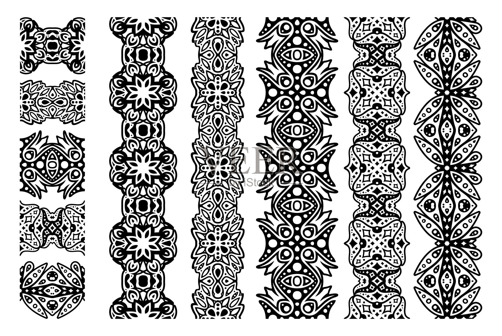 部落纹身艺术与复古画笔插画图片素材