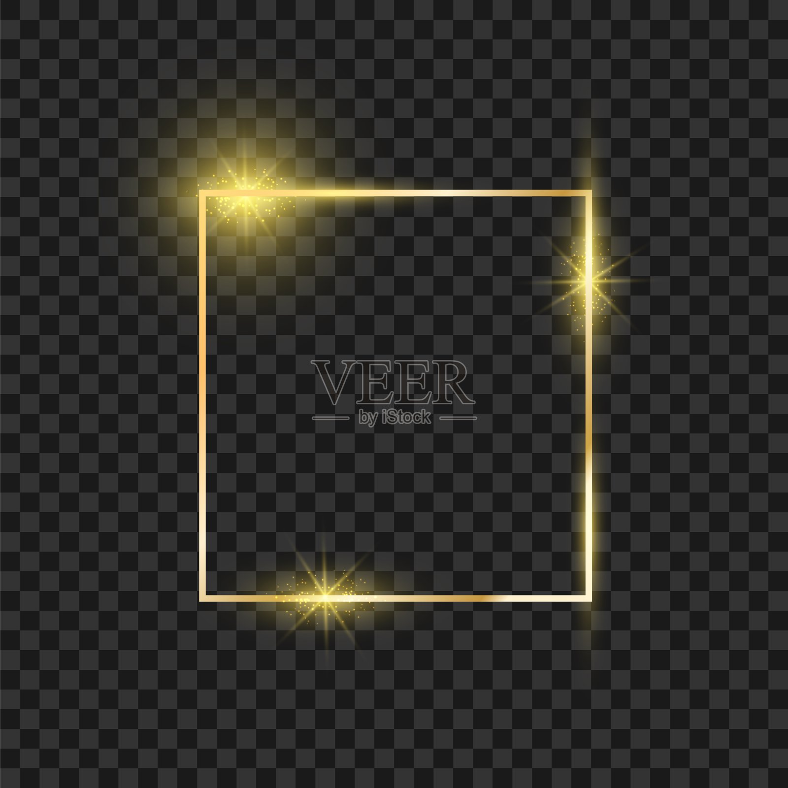 黄金豪华框架。金光闪闪的正方形。时尚奢华的魔术造型。现代的边界。矢量图插画图片素材