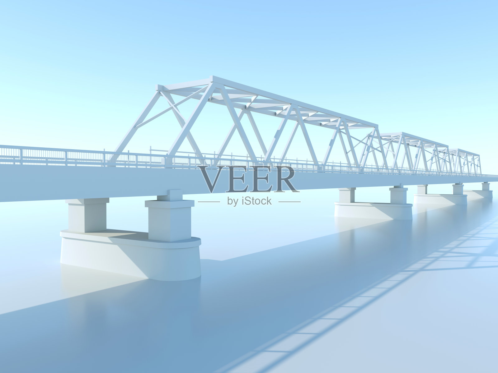 现代桁架桥项目,透视3d照片摄影图片