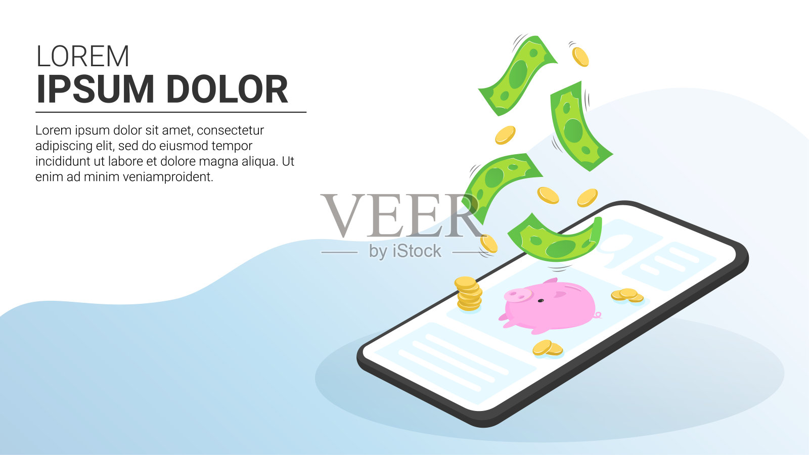 网站横幅模板企业财务资金转移储蓄插画图片素材