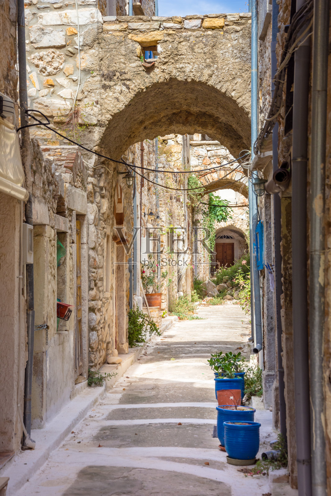 卡拉莫提的中世纪村庄是希腊希奥斯岛主要的mastihochoria村庄之一。照片摄影图片