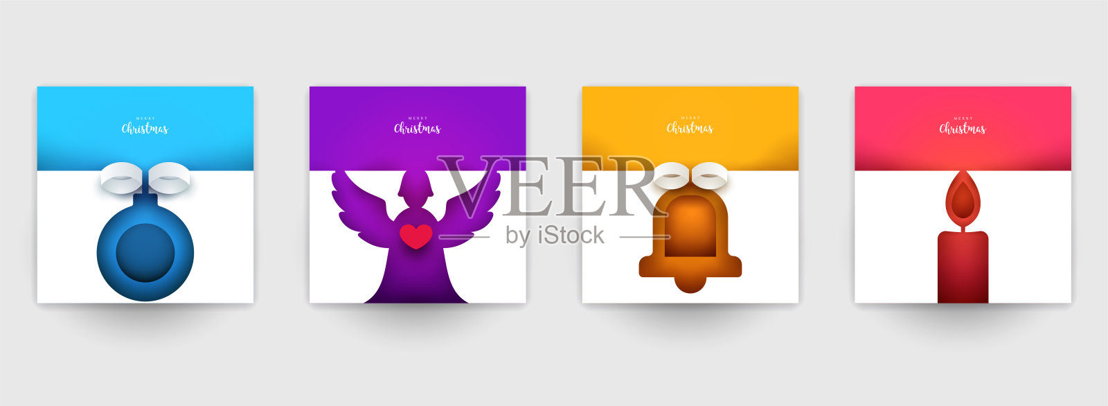 为封面,邀请,海报,横幅,传单,标语牌设置背景。最小的模板设计品牌,广告与剪纸风格的冬季圣诞构图。矢量插图。图标素材