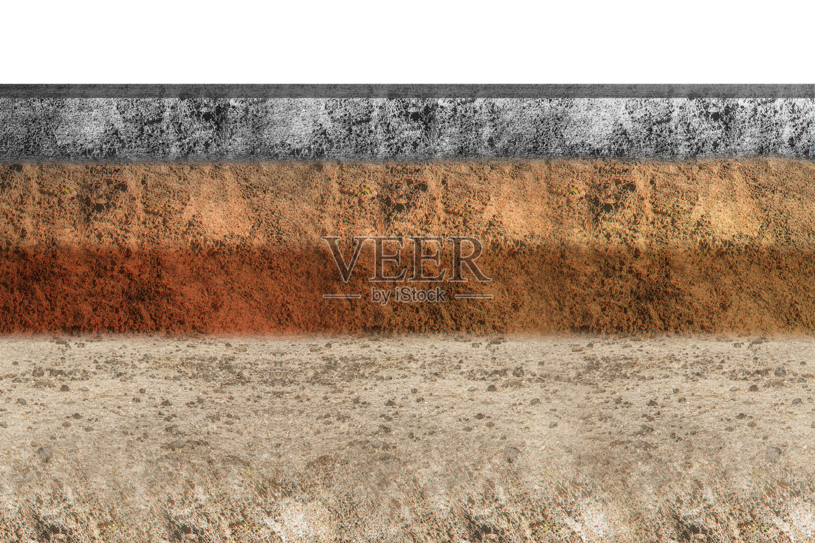 地下土层为横截面土,上部为混凝土照片摄影图片