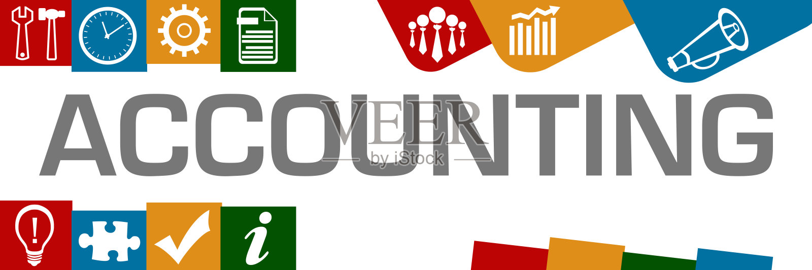 会计彩色各种形状的业务符号向上向下水平设计元素图片