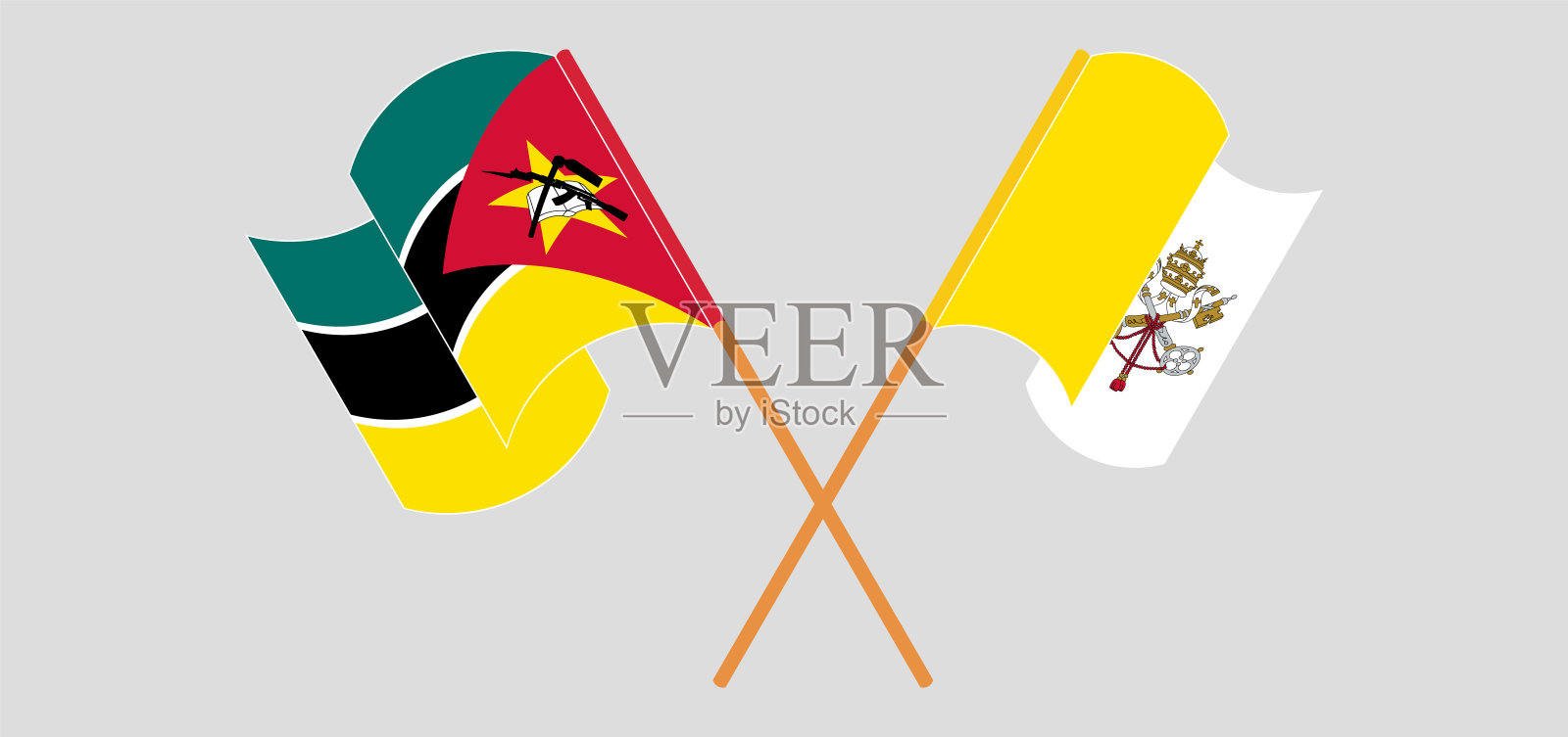 交叉并挥舞着莫桑比克和梵蒂冈的旗帜设计元素图片