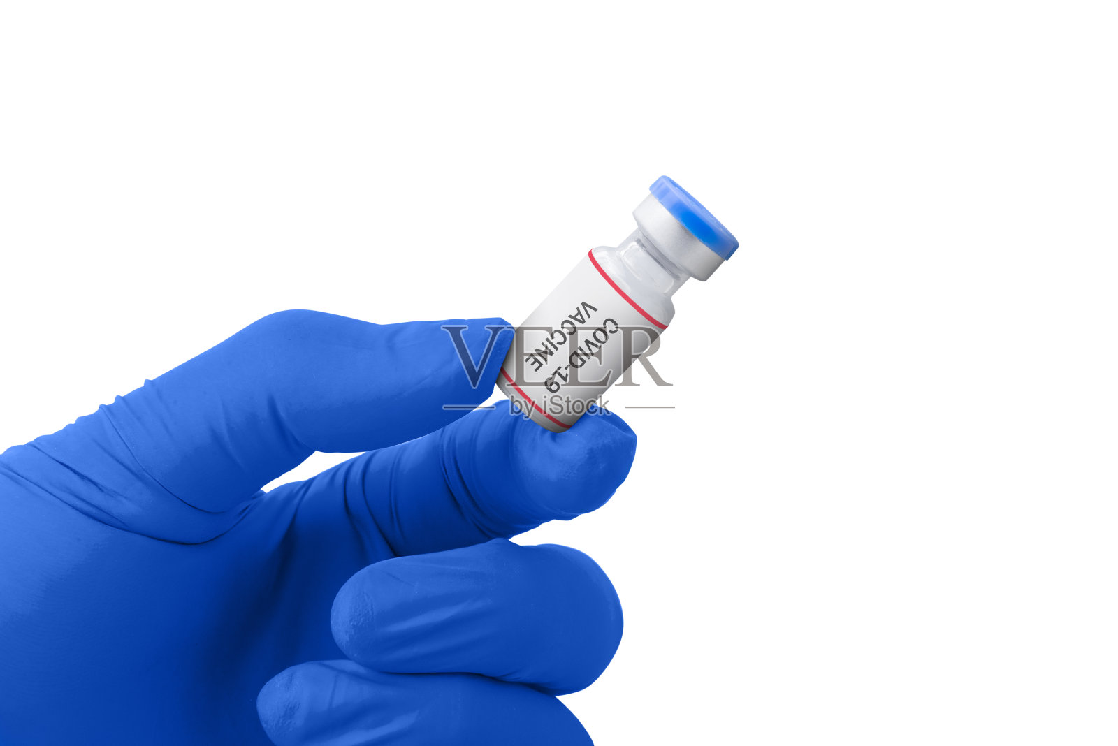 医护人员手拿covid - 19疫苗的手套照片摄影图片