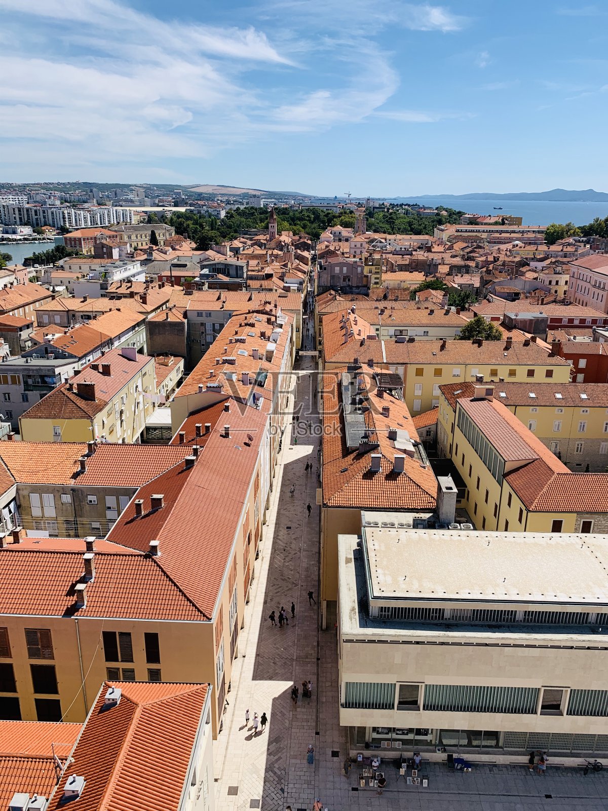 从克罗地亚钟楼俯瞰扎达尔照片摄影图片