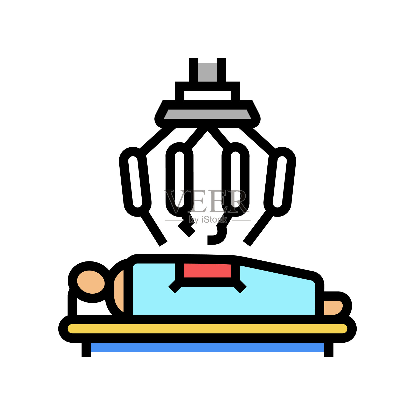 机器人手术彩色图标矢量插图插画图片素材