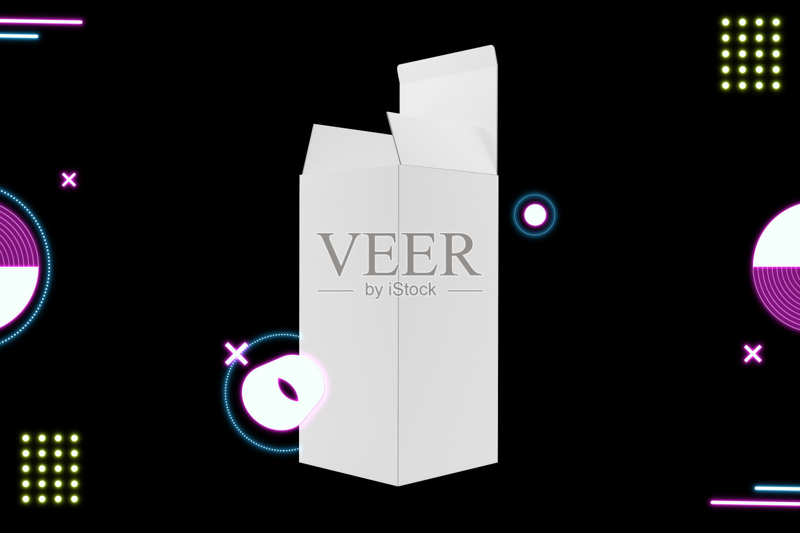 霓虹灯长方形框照片摄影图片