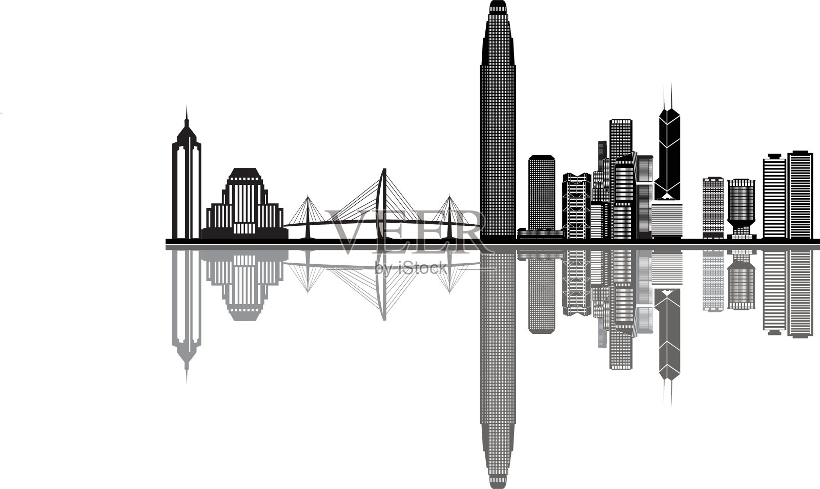 香港的天际线插画图片素材