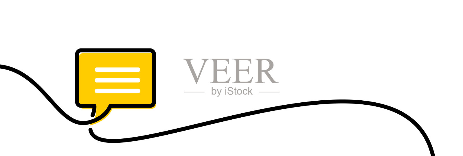 连续线绘制黄色消息标志。插画图片素材