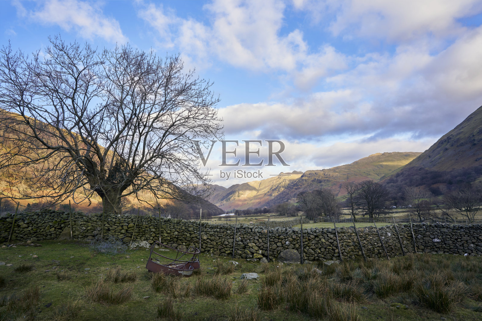 哈特索普附近一个湖区农场的田地照片摄影图片