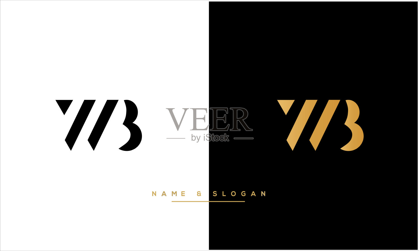 WB,BW抽象字母标志插画图片素材