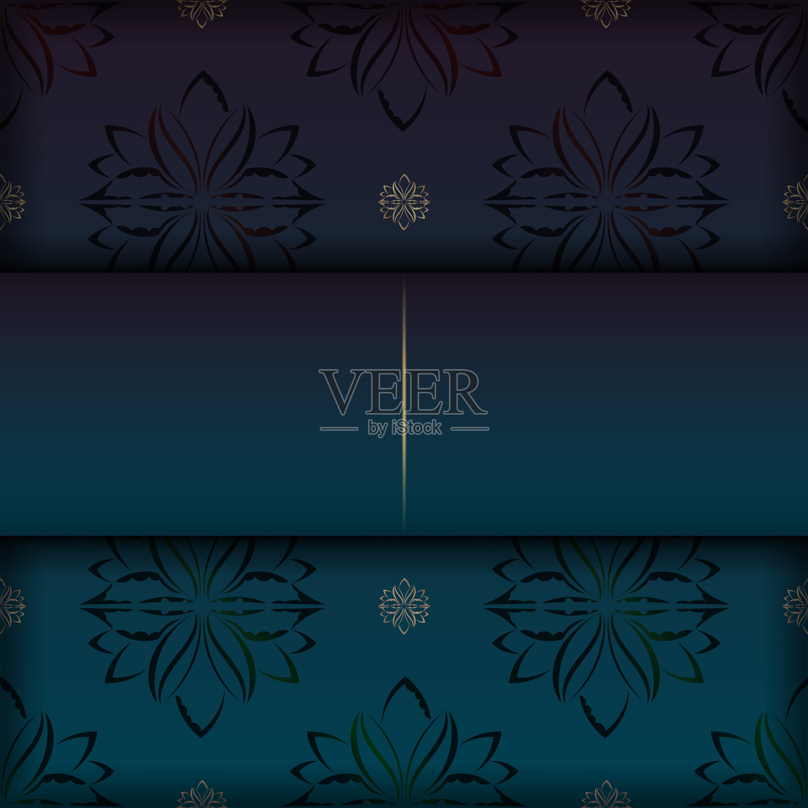 渐变蓝色背景与希腊黄金饰品为标志设计插画图片素材