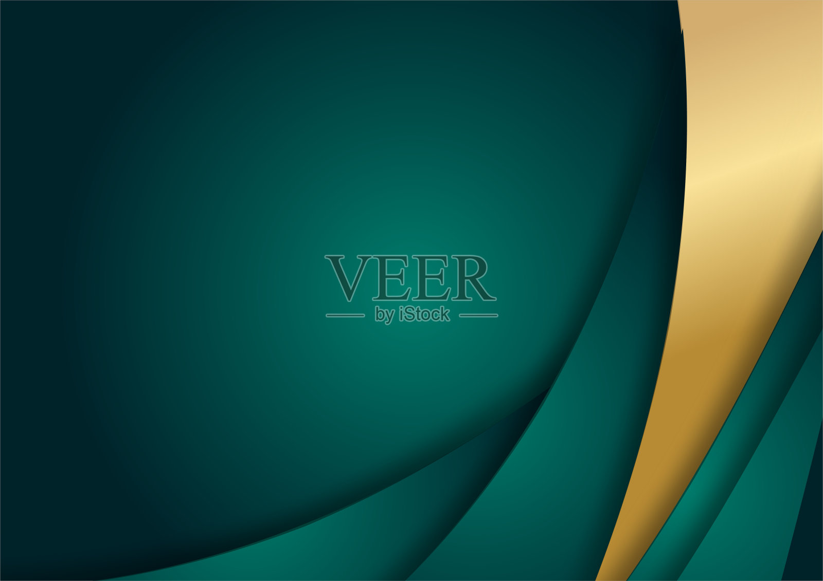 抽象奢华的深绿色重叠层与金色线条。豪华典雅的背景。抽象的模板设计。设计展示,横幅,封面,名片插画图片素材