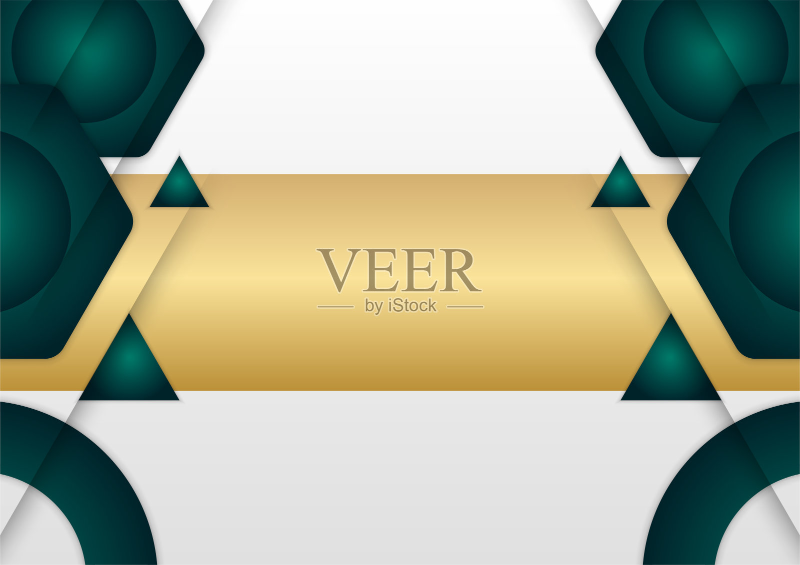 绿色黄金抽象几何形状上的银色背景。适用于展示背景、横幅、网页登陆页、ui、手机app、编辑设计、传单、横幅等相关场合插画图片素材