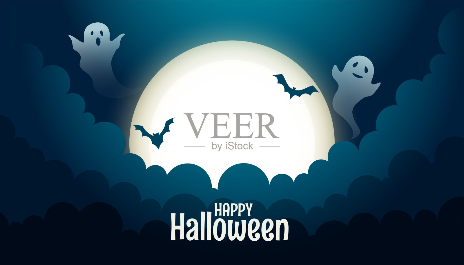 万圣节的幽灵卡片插画图片素材