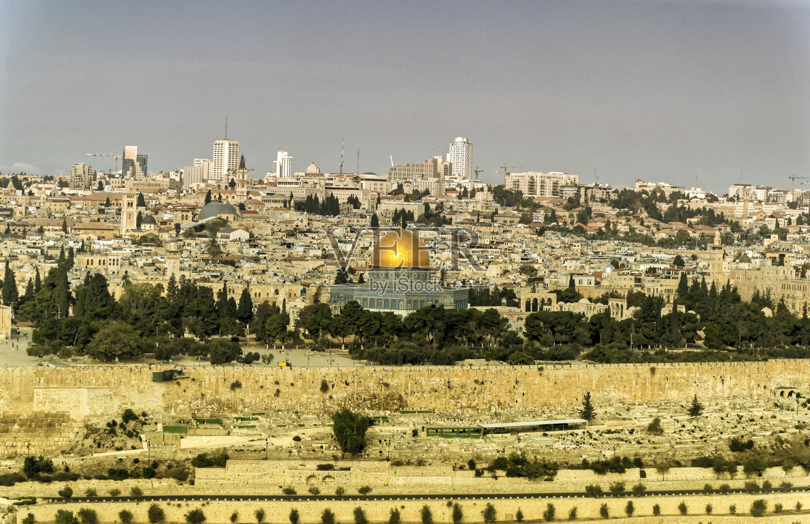 耶路撒冷老城全景,耶路撒冷阿克萨清真寺照片摄影图片
