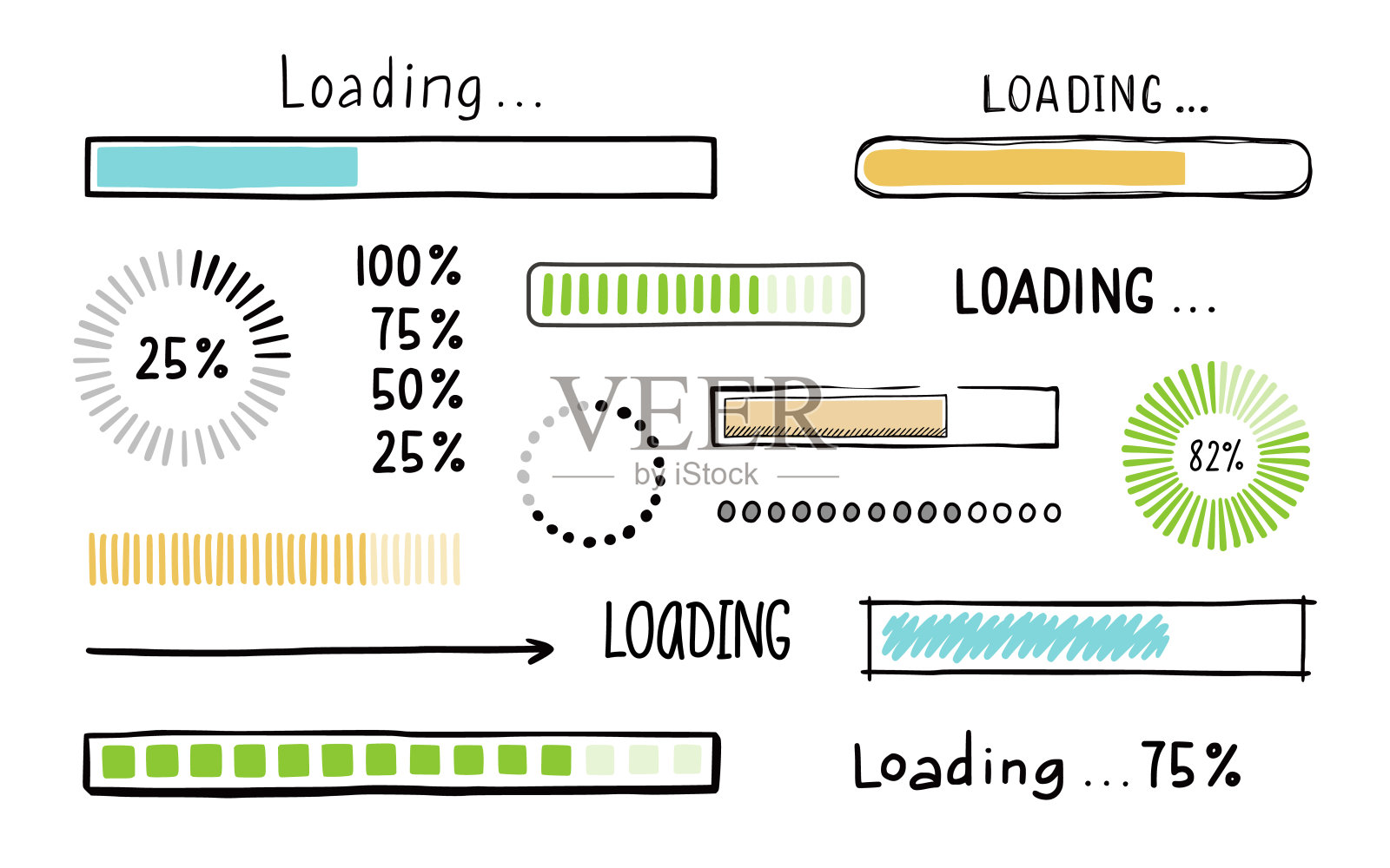 加载栏涂鸦元素设置插画图片素材