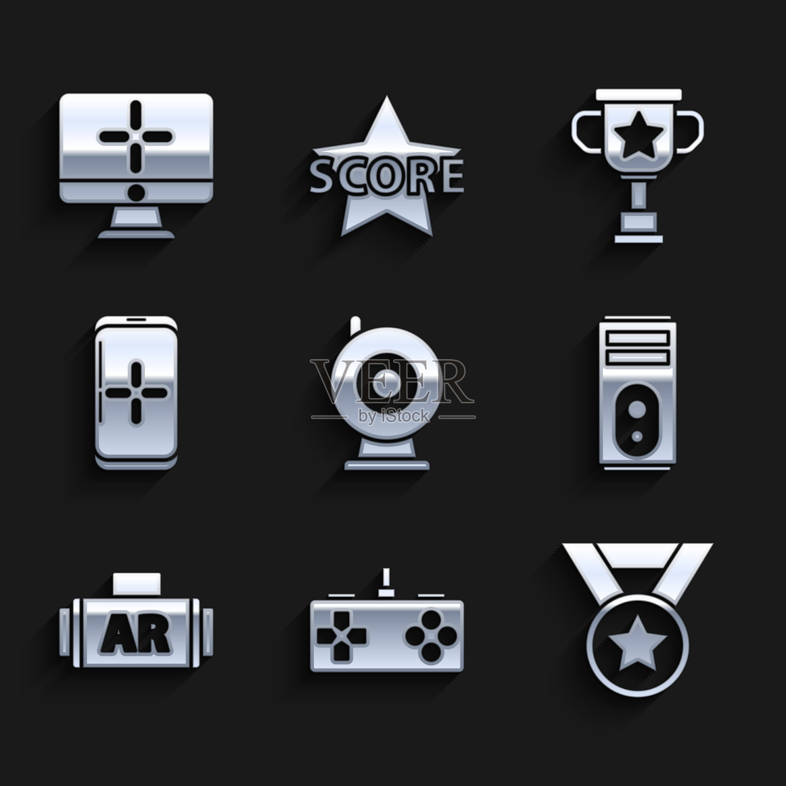 设置网络摄像头游戏手柄奖牌电脑ar图标素材