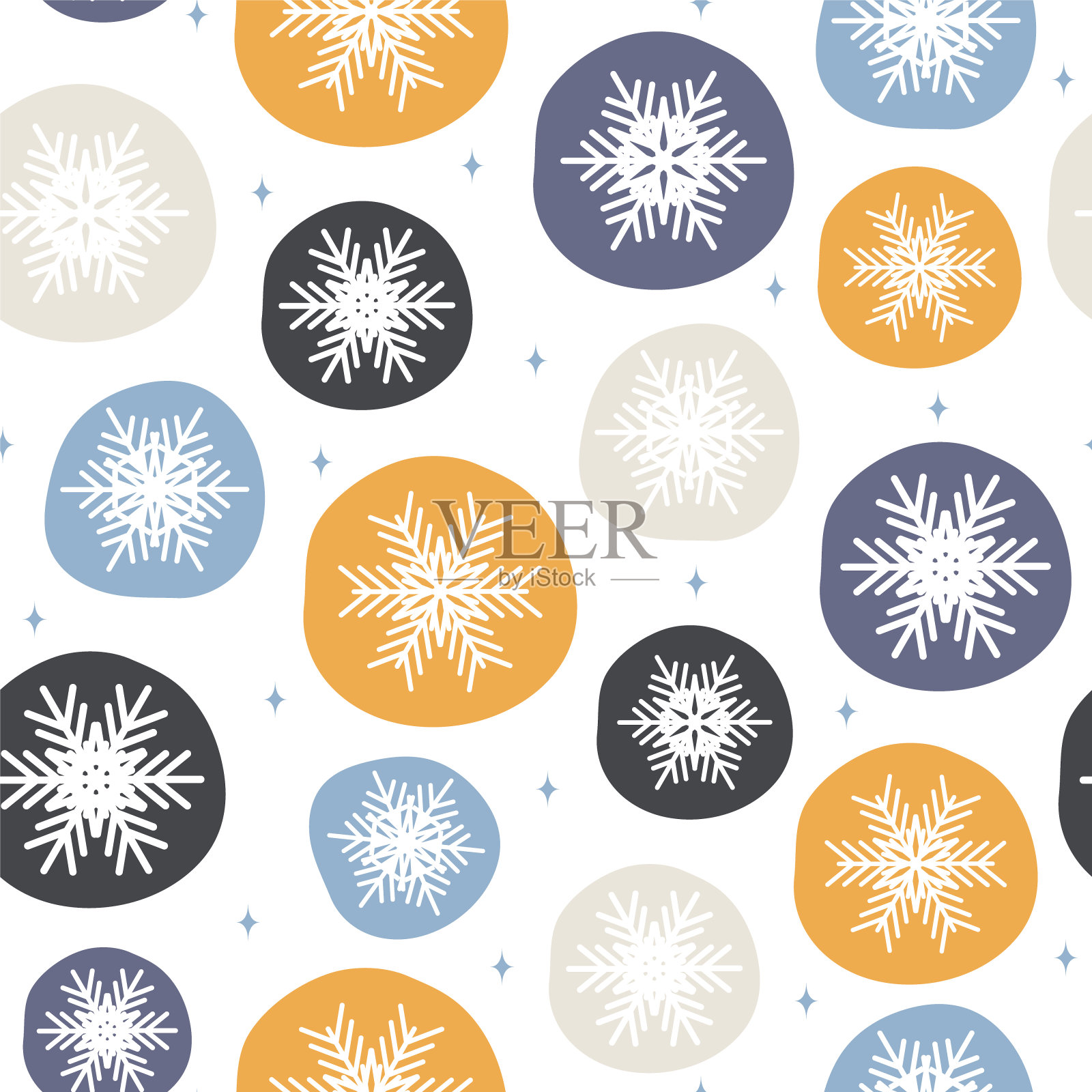 圣诞无缝图案与雪花。冬天的打印。新年的背景。平面风格的矢量插图插画图片素材