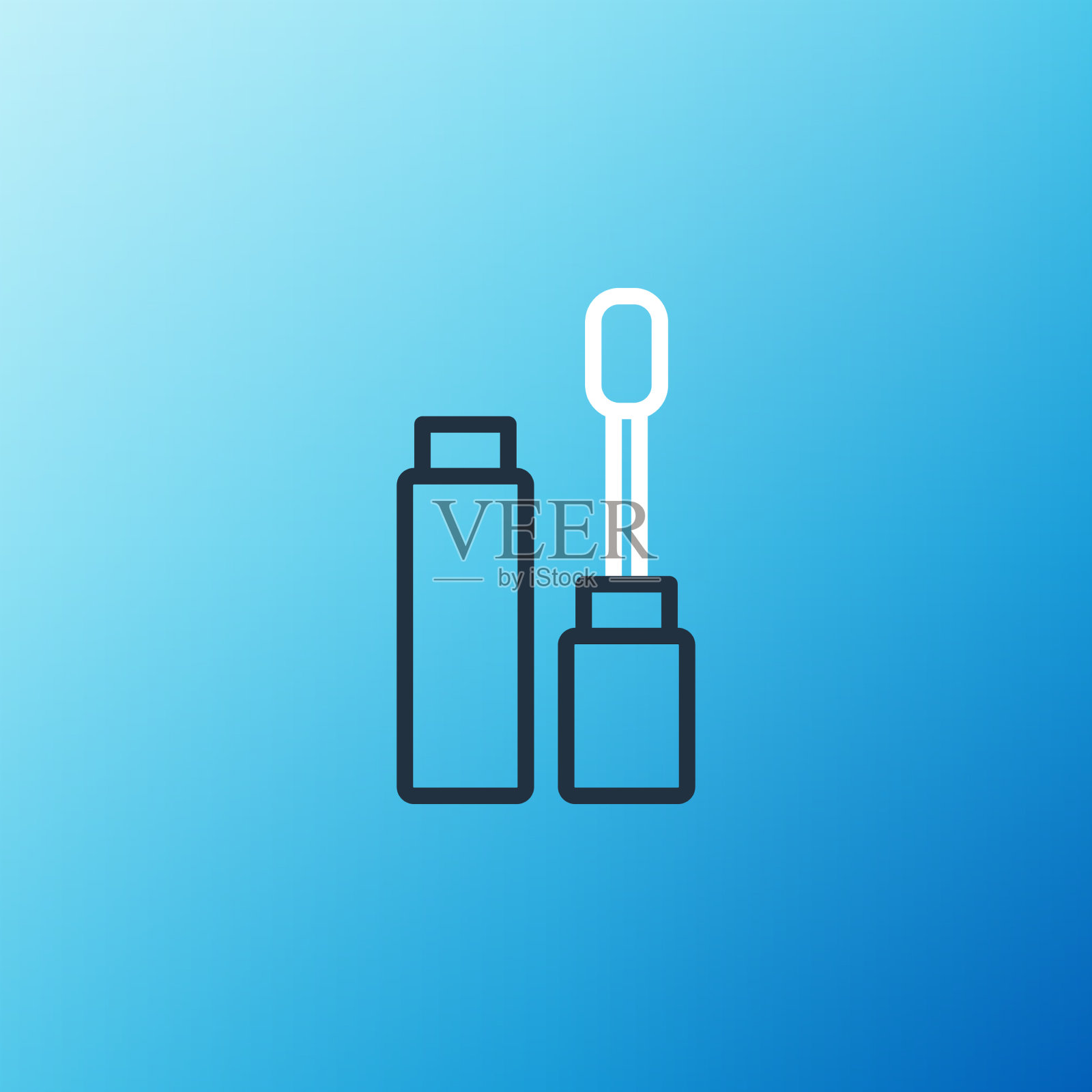 线睫毛刷图标孤立在蓝色插画图片素材