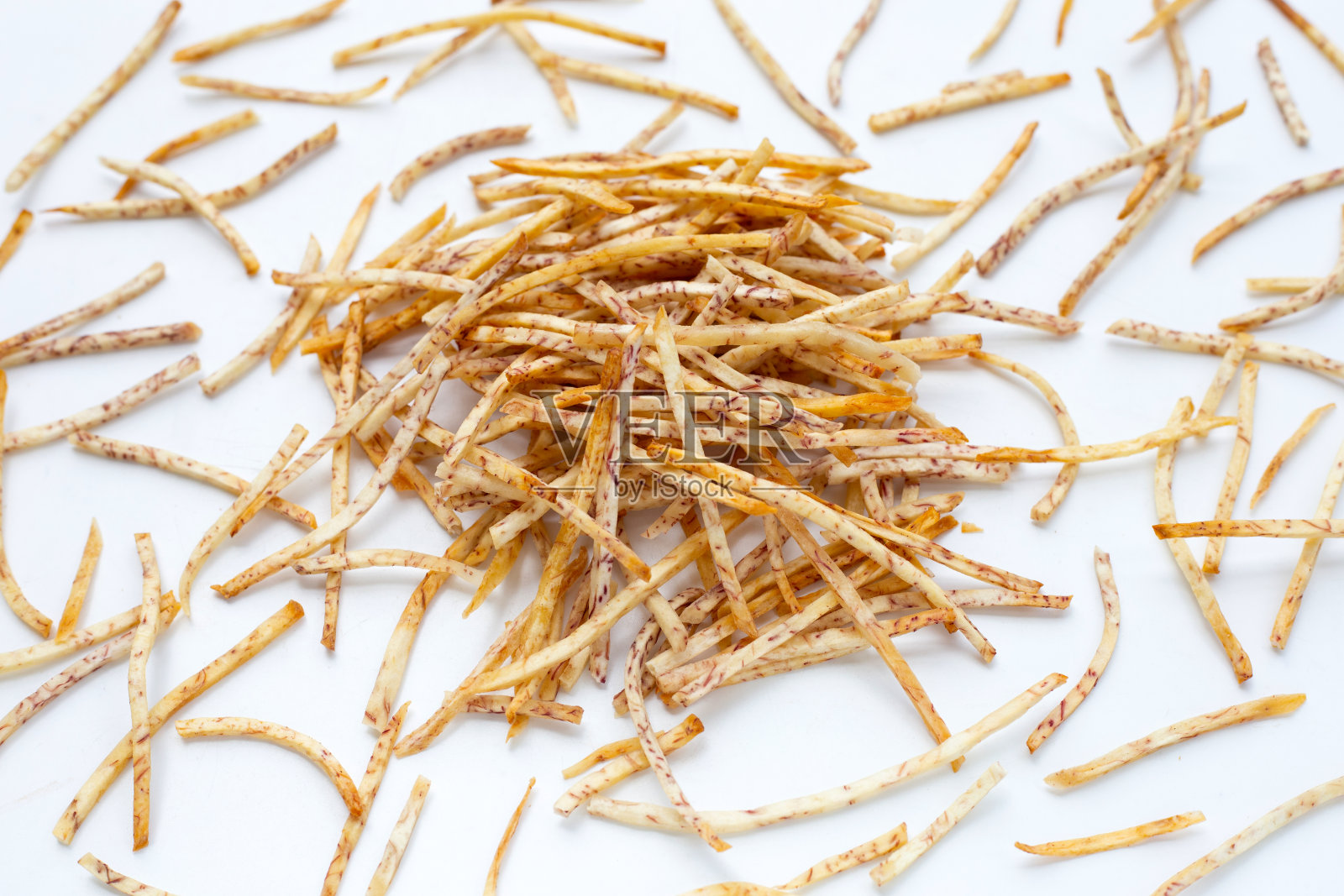 白底香芋条。照片摄影图片