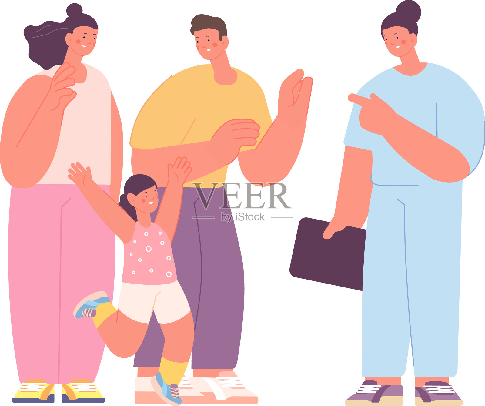 家庭医生拜访可爱微笑的人快乐设计元素图片