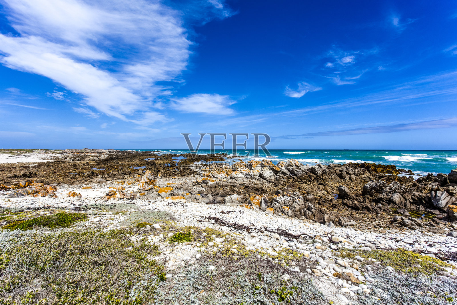 从非洲最南端,南非的阿古拉斯角俯瞰印度洋照片摄影图片