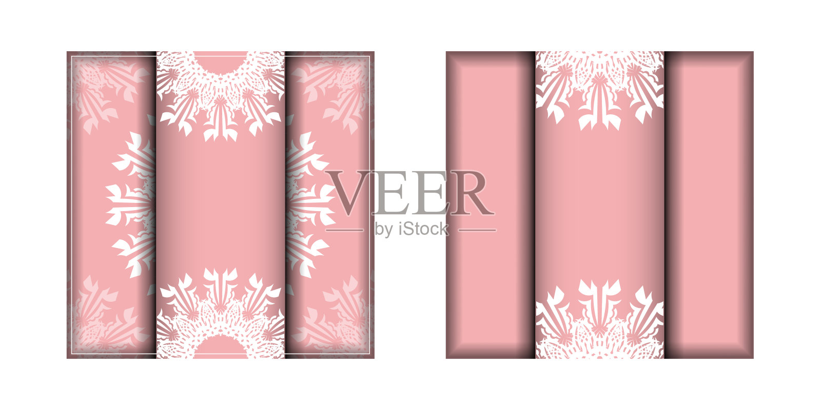 粉红色的传单与古老的白色装饰祝贺你。插画图片素材