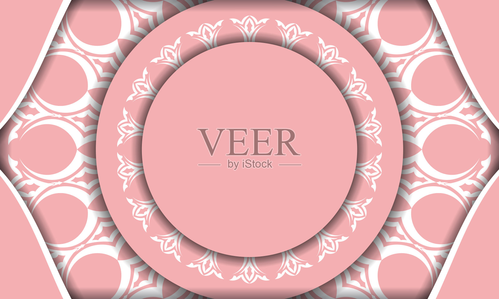 粉红色的横幅与抽象的白色装饰下的文字设计插画图片素材