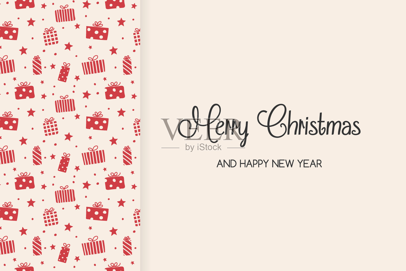 圣诞卡与手画的礼物盒和愿望。向量设计模板素材