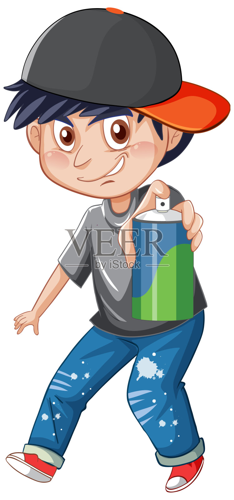 少年黑帮卡通人物插画图片素材