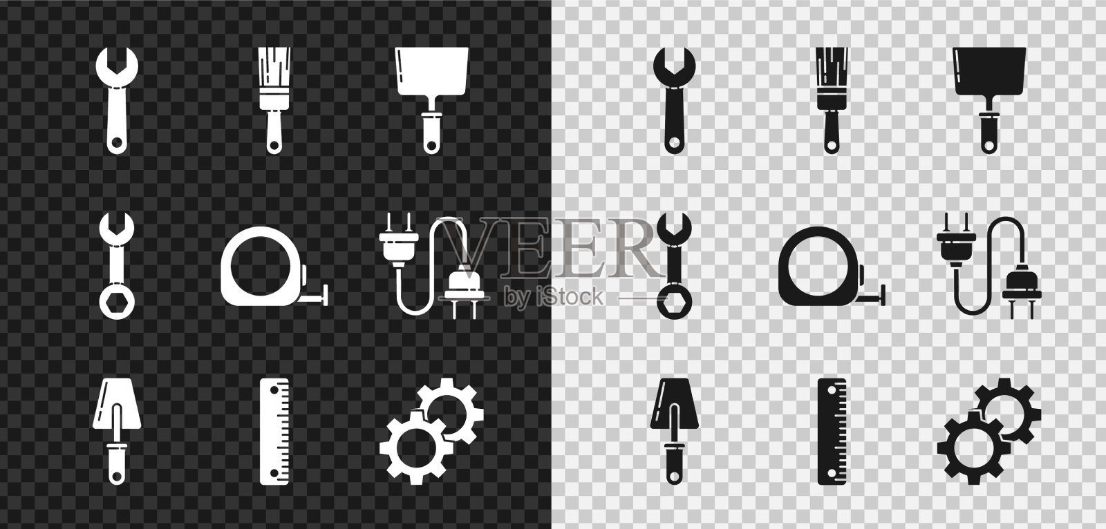 固定扳手扳手油漆刷油灰刀图标素材