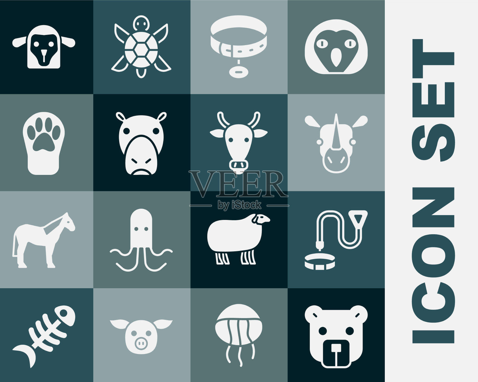 套头项圈与姓名标签犀牛图标素材