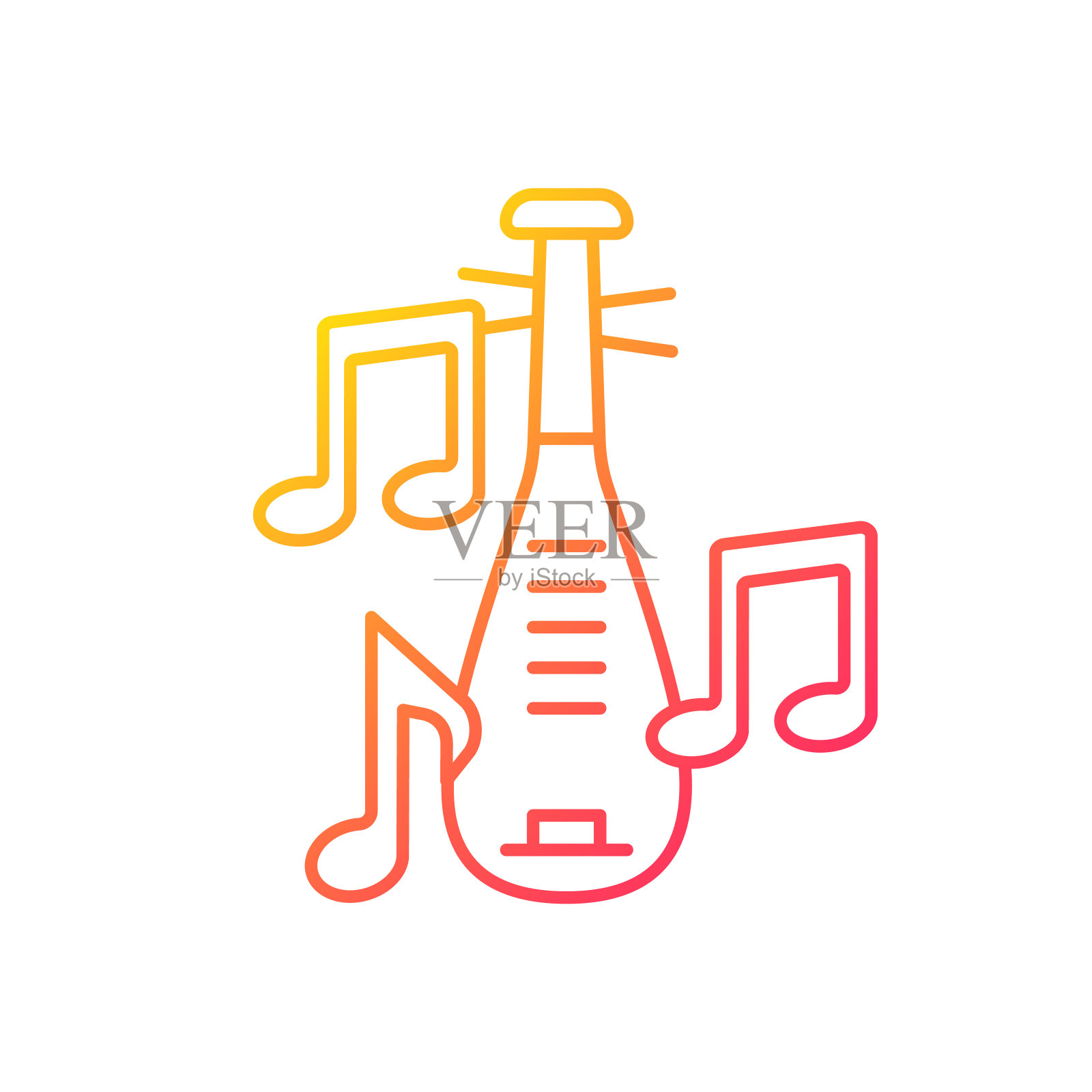 琵琶乐器梯度线性矢量图标插画图片素材