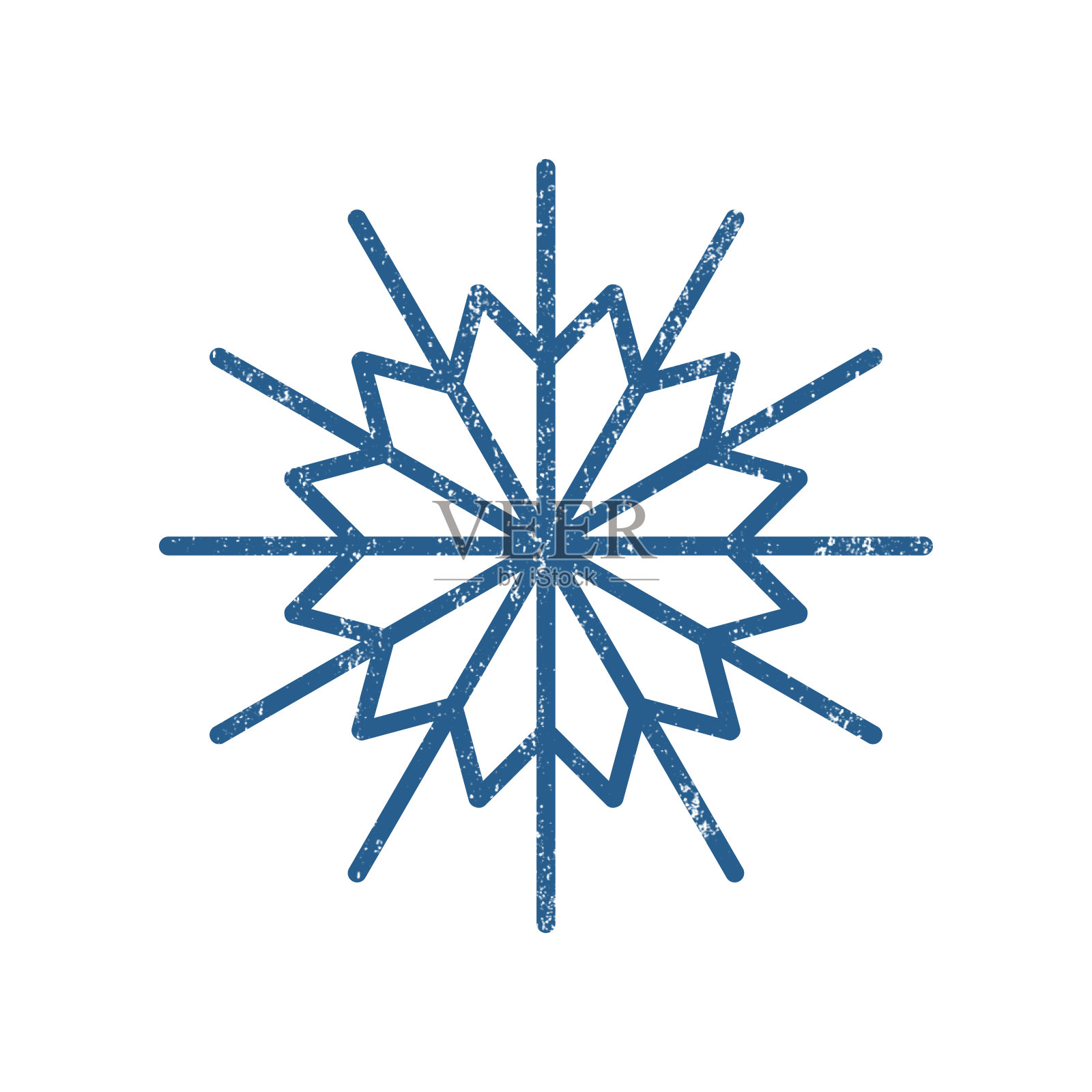 圣诞装饰设计元素——蓝色雪花,具有雪花纹理效果。插画图片素材