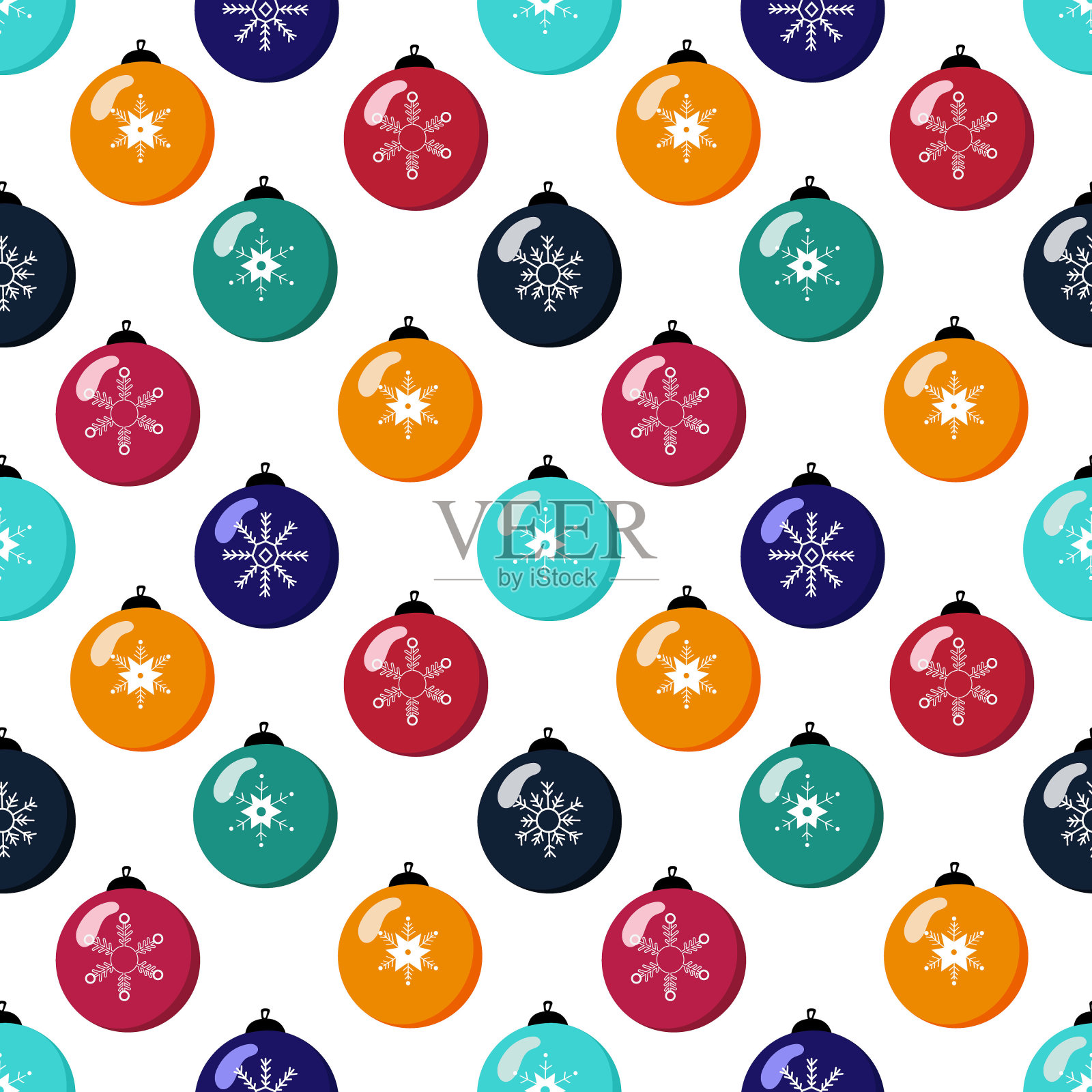 圣诞节无缝模式与圣诞球和装饰在白色的背景插画图片素材