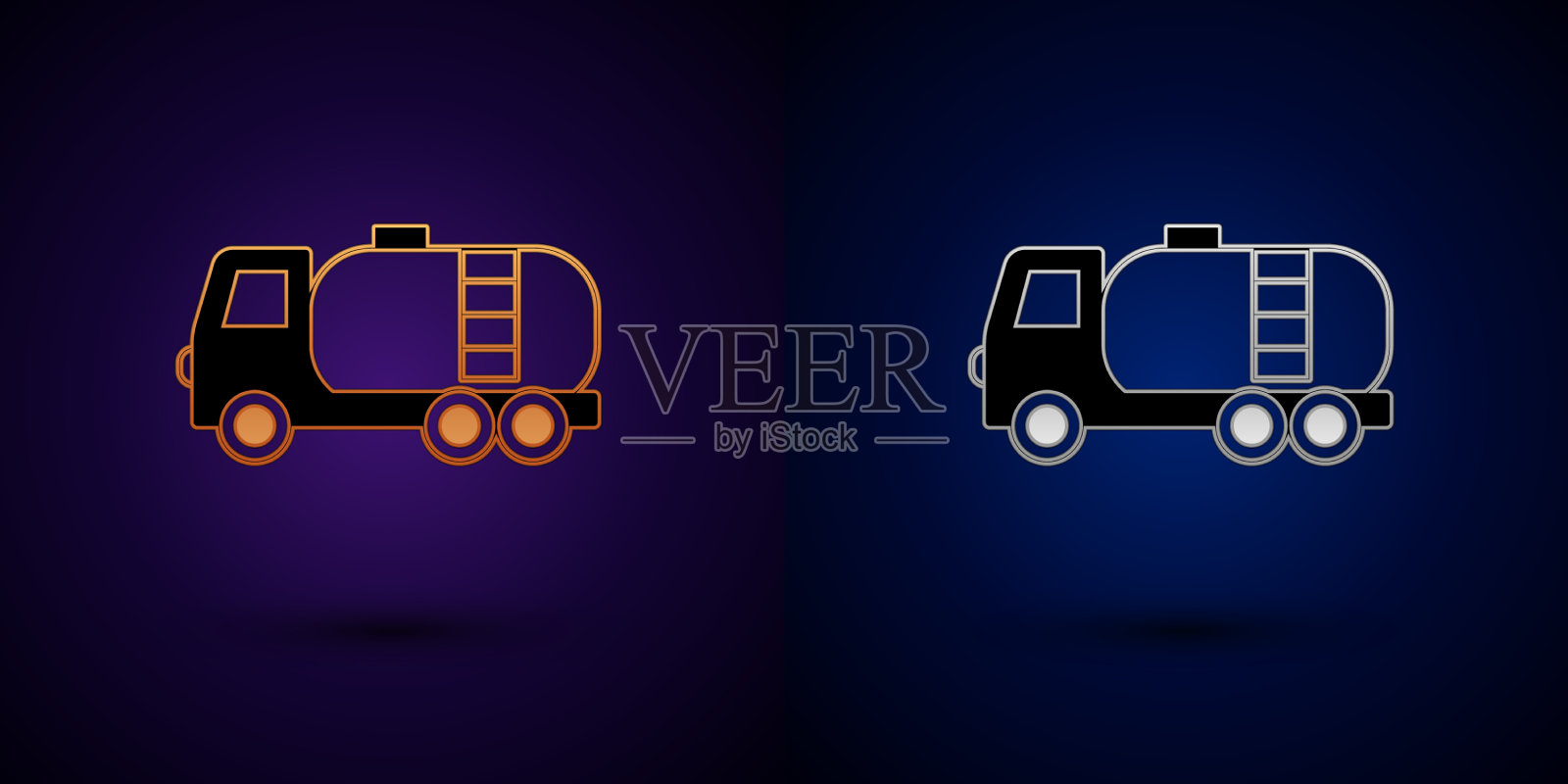 金银油罐车图标孤立上图标素材