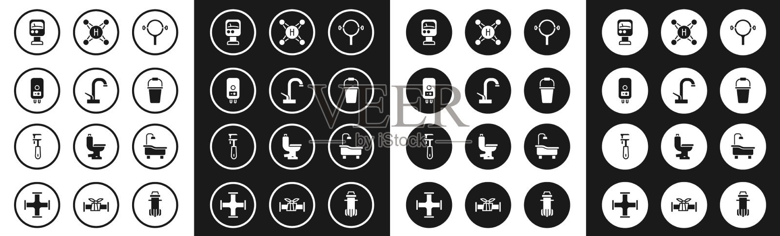 设置过滤器扳手、水龙头、电锅炉图标素材