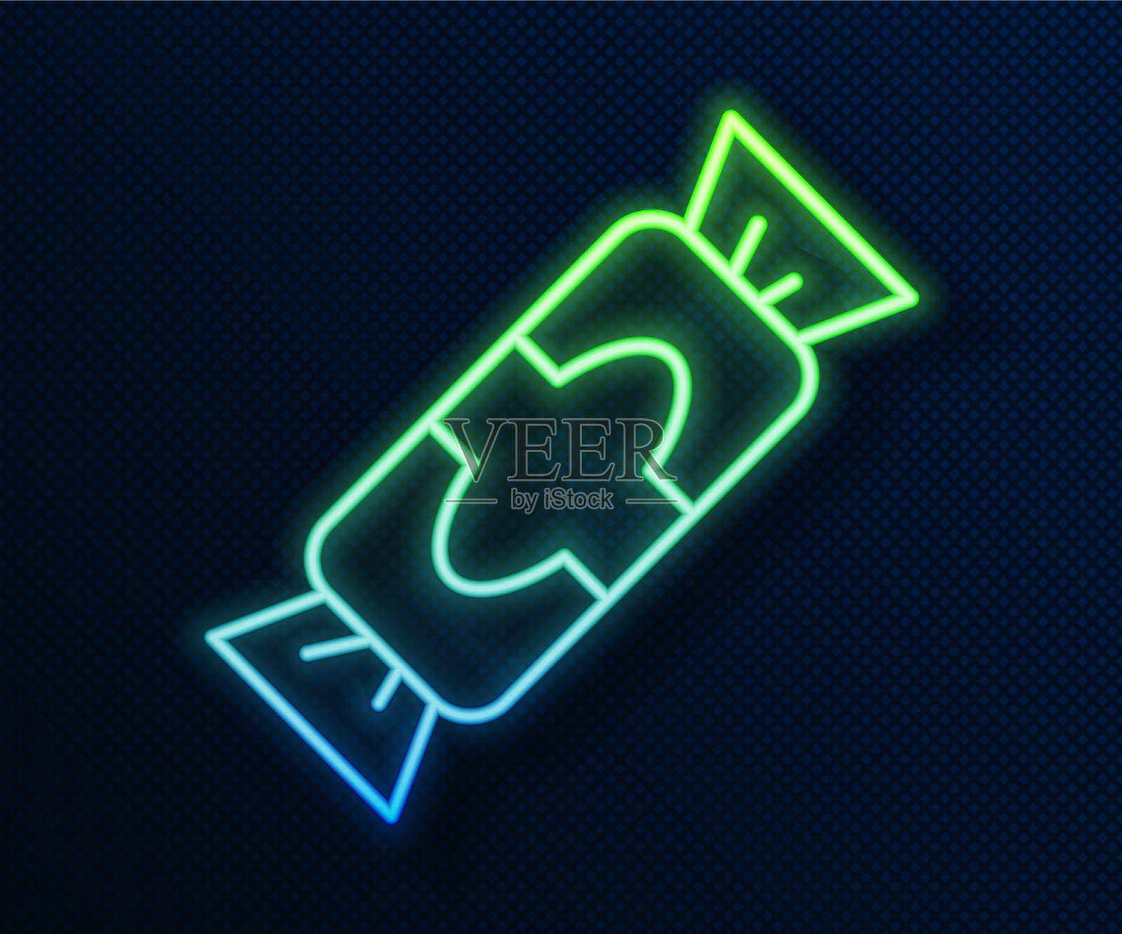 发光的霓虹灯线糖果图标孤立在蓝色插画图片素材