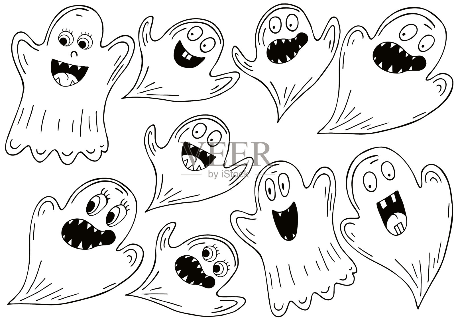 收集为万圣节设计的标志贴纸设计元素图片